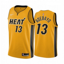 Men Miami Heat 13 Bam Adebayo Yellow NBA Swingman 2020 21 Earned Edition Jersey