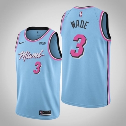 Men Miami Heat #3 Dwyane Wade Jersey Light Blue 2020 City Edition Jersey