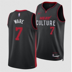 Men Miami Heat 7 Kel 27el Were Black 2024 Draft City Edition Stitched Basketball Jersey