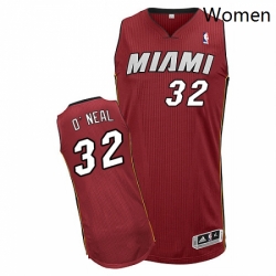 Womens Adidas Miami Heat 32 Shaquille ONeal Authentic Red Alternate NBA Jersey