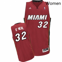 Womens Adidas Miami Heat 32 Shaquille ONeal Swingman Red Alternate NBA Jersey