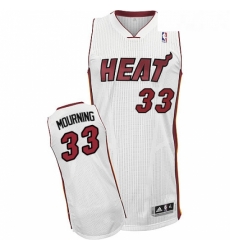 Youth Adidas Miami Heat 33 Alonzo Mourning Authentic White Home NBA Jersey