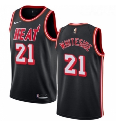 Youth Nike Miami Heat 21 Hassan Whiteside Swingman Black Black Fashion Hardwood Classics NBA Jersey