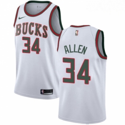 Mens Nike Milwaukee Bucks 34 Ray Allen Authentic White Fashion Hardwood Classics NBA Jersey