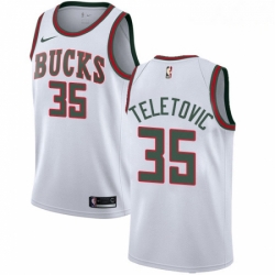 Mens Nike Milwaukee Bucks 35 Mirza Teletovic Swingman White Fashion Hardwood Classics NBA Jersey