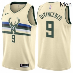 Mens Nike Milwaukee Bucks 9 Donte DiVincenzo Swingman Cream NBA Jersey City Edition 