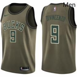 Mens Nike Milwaukee Bucks 9 Donte DiVincenzo Swingman Green Salute to Service NBA Jersey 