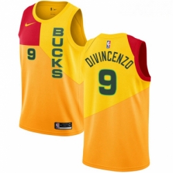 Mens Nike Milwaukee Bucks 9 Donte DiVincenzo Swingman Yellow NBA Jersey City Edition 