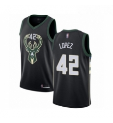 Womens Milwaukee Bucks 42 Robin Lopez Swingman Black Basketball Jersey Statement Edition 