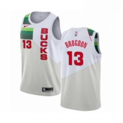 Womens Nike Milwaukee Bucks 13 Malcolm Brogdon White Swingman Jersey Earned Edition 