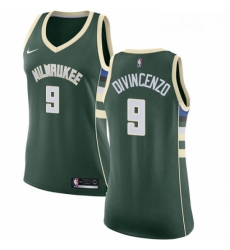 Womens Nike Milwaukee Bucks 9 Donte DiVincenzo Swingman Green NBA Jersey Icon Edition 