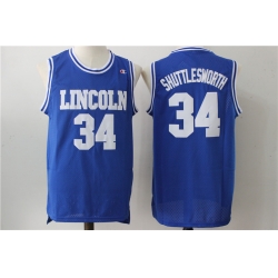 Men Lincoln 34 Shuttlesworth Blue Movie Stitched Jersey