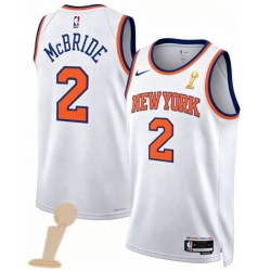 Men New Yok Knicks 2 Miles McBride White 2026 Champions Patch Icon Edition Stitched Basketball Jersey