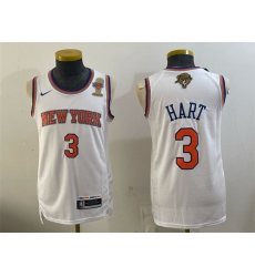 Men New Yok Knicks  3 Josh Hart White 2026 Finals Patch   Finals Champions Patch Stitched Jersey