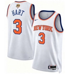 Men New Yok Knicks 3 Josh Hart White 2026 Finals Patch Icon Edition Stitched Basketball Jersey