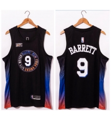 Men New York Knicks 9 R J  Barrett Black 2020 21 City Edition Swingman Jersey