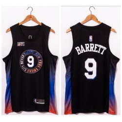 Men New York Knicks 9 R J  Barrett Black 2020 21 City Edition Swingman Jersey