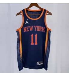 Men New York Knicks Jalen Brunson Navy Blue City Edition Stitched Basketball Jersey Men New York Knicks Jalen Brunson Navy Blue City Edition Stitched Basketball Jersey