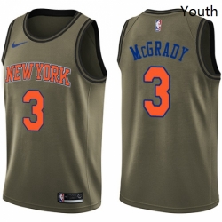 Youth Nike New York Knicks 3 Tracy McGrady Swingman Green Salute to Service NBA Jersey