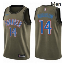 Mens Nike Oklahoma City Thunder 14 DJ Augustin Swingman Green Salute to Service NBA Jersey