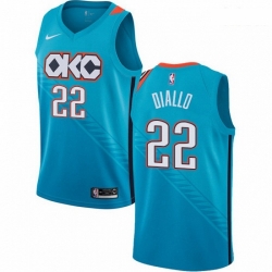 Mens Nike Oklahoma City Thunder 22 Hamidou Diallo Swingman Turquoise NBA Jersey City Edition 
