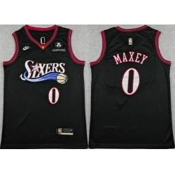 Men Philadelphia 76ers 0 Tyrese Maxey Black 2025 Classic Edition Stitched Stitched Jersey