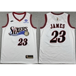 Men Philadelphia 76ers  LeBron James White Classic Edition Stitched Jersey