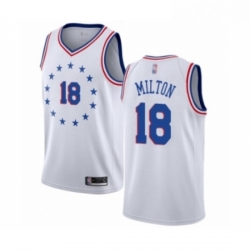 Mens Philadelphia 76ers 18 Shake Milton White Swingman Jersey Earned Edition 