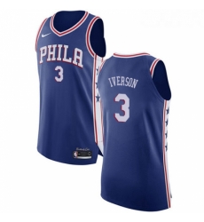 Womens Nike Philadelphia 76ers 3 Allen Iverson Authentic Blue Road NBA Jersey Icon Edition