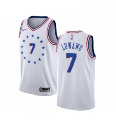 Womens Nike Philadelphia 76ers 7 Timothe Luwawu White Swingman Jersey Earned Edition