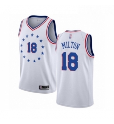 Youth Philadelphia 76ers 18 Shake Milton White Swingman Jersey Earned Edition 