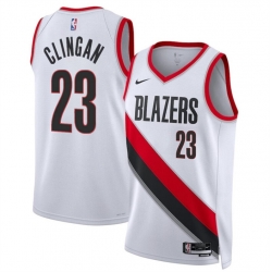 Men Portland Trail Blazers 23 Donovan Clingan White 2024 Draft Association Edition Stitched Basketball Jersey