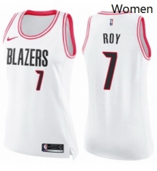 Womens Nike Portland Trail Blazers 7 Brandon Roy Swingman WhitePink Fashion NBA Jersey