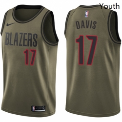 Youth Nike Portland Trail Blazers 17 Ed Davis Swingman Green Salute to Service NBA Jersey 