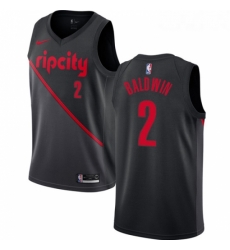 Youth Nike Portland Trail Blazers 2 Wade Baldwin Swingman Black NBA Jersey 2018 19 City Edition 