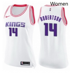 Womens Nike Sacramento Kings 14 Oscar Robertson Swingman WhitePink Fashion NBA Jersey