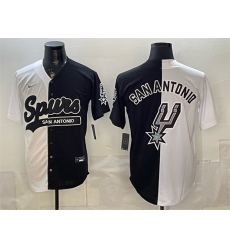 Men San Antonio Spurs Team Big Logo White Black Stitched Jersey