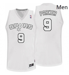 Mens Adidas San Antonio Spurs 9 Tony Parker Authentic White Winter On Court NBA Jersey