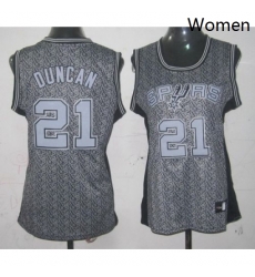 Womens Adidas San Antonio Spurs 21 Tim Duncan Authentic Grey Static Fashion NBA Jersey