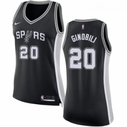 Womens Nike San Antonio Spurs 20 Manu Ginobili Authentic Black Road NBA Jersey Icon Edition