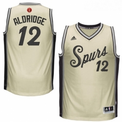 Youth Adidas San Antonio Spurs 12 LaMarcus Aldridge Swingman Cream 2015 16 Christmas Day NBA Jersey