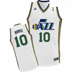 Mens Adidas Utah Jazz 10 Alec Burks Swingman White Home NBA Jersey