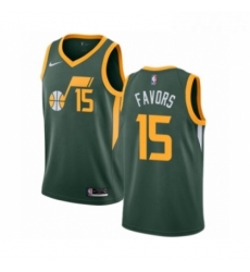 Youth Nike Utah Jazz 15 Derrick Favors Green Swingman Jersey Earned Edition