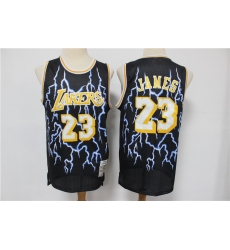 Lakers 23 Lebron James Black Hardwood Classics Lightning Limited Edition Jersey