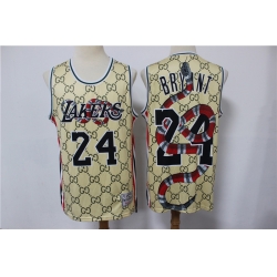 Lakers 24 Kobe Bryant Gray Gucci Chinese Dragon Hardwood Classics Jersey