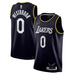 Men Los Angeles Lakers 0 Russell Westbrook 2022 Black 75th Anniversary Select Series MVP Swingman Jersey