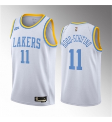 Men Los Angeles Lakers 11 Jalen Hood Schifino White 2023 Draft Classic Edition Stitched Basketball Jersey