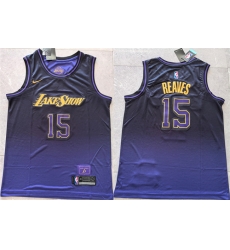 Men Los Angeles Lakers 15 Austin Reaves Purple 2024 City Edition Stitched Basketball Jersey