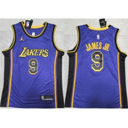 Men Los Angeles Lakers 9 Bronny James Jr  Purple Stitched Basketball Jersey