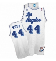 Mens Mitchell and Ness Los Angeles Lakers 44 Jerry West Swingman White Throwback NBA Jersey
